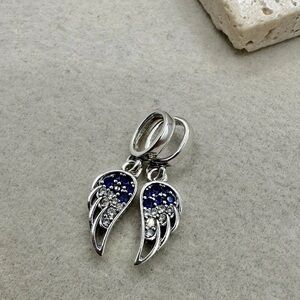 Silver and Blue Wing Drop Earrings
